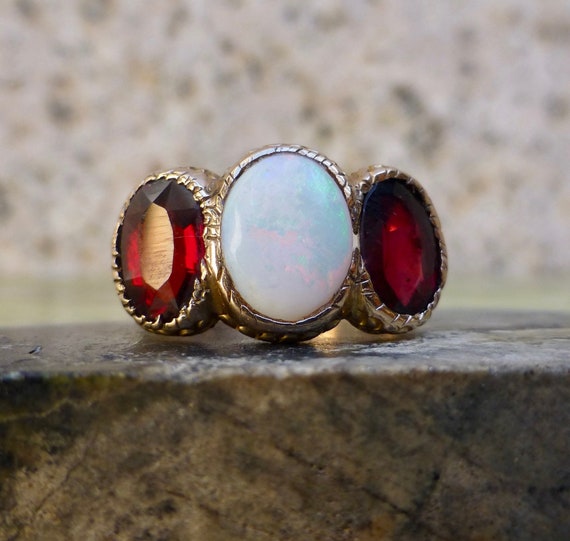 Edwardian Opal Ring, Vintage Opal Ring, Opal and G