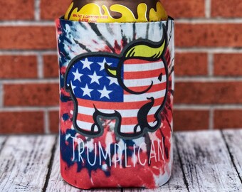 - Can Cooler Proud Republican TRUMP Koozie -- Grey 12 oz Neoprene