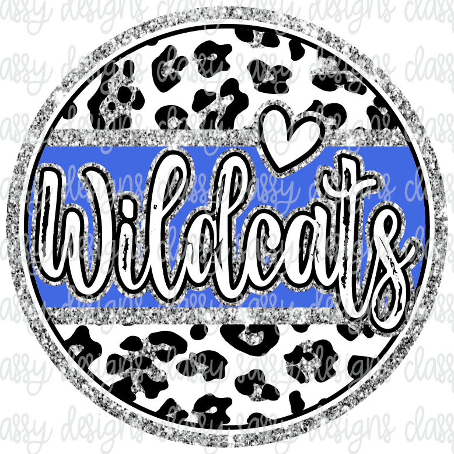 Wildcats Silver and Blue School Mascot Leopard Cheetah Animal Etsy
