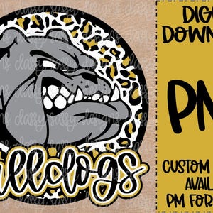 Bulldogs Gold School Mascot, School Spirit png, Sports png, PNG INSTANT DOWNLOAD Sublimation, Dtf, Print and Cut