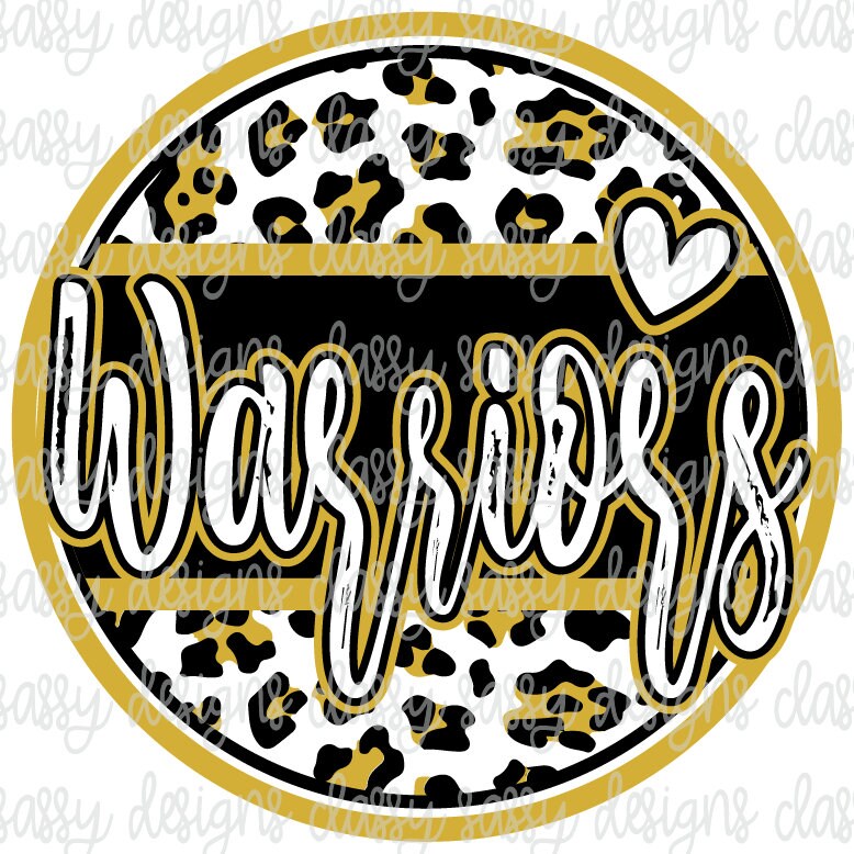 Warriors Gold School Mascot Leopard Cheetah Animal Print Svg 