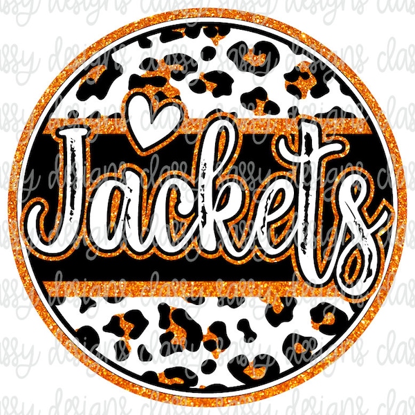 Jackets Orange School Mascot Leopard Cheetah Animal Print PNG INSTANT DOWNLOAD Print and Cut File Silhouette Cricut Sublimation