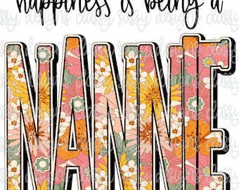 La felicidad es ser una niñera mamá mamá abuela Día de la Madre Svg PNG DESCARGA INSTANTE Imprimir y cortar archivo silueta Cricut Sublimación