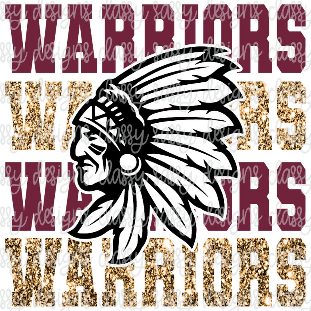 Warriors Maroon and Gold Glitter School Mascot, School Spirit Png ...