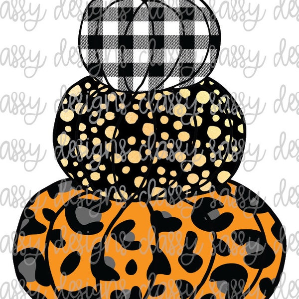 Stacked Pumpkin Fall Autumn Leopard Plaid Sublimation Transfer Ready to Press