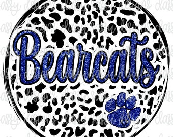 Bearcats Blue School Mascot Leopard Cheetah Animal Print SvG PNG DESCARGA INSTANTE Imprimir y cortar archivo silueta Cricut Sublimación