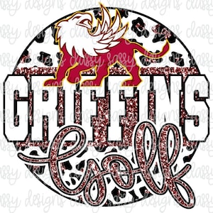 Griffins Golf Glitter School Mascot Leopard Cheetah Animal Print PNG INSTANT DOWNLOAD Print and Cut File Silhouette Cricut Sublimation