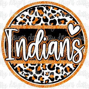 Indians Orange Glitter School Mascot, School Spirit png, Sports png, Svg PNG INSTANT DOWNLOAD Sublimation Dtf, Print and Cut