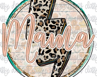Mama Lightning Bolt Abuela Día de la madre PNG DESCARGA INSTANTE Imprimir y cortar archivo Silueta Cricut Sublimación