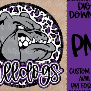 Mascote da escola roxa Bulldogs, espírito escolar png, esportes png, PNG DOWNLOAD INSTANTÂNEO Sublimação, Dtf, impressão e corte