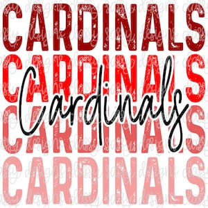 Cardinals Red School Mascot, School Spirit png, Sports png, Svg PNG INSTANT DOWNLOAD Sublimation, Dtf, Print and Cut