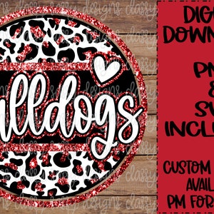 Bulldogs Red Glitter School Mascot, School Spirit png, Sports png, Svg PNG INSTANT DOWNLOAD Sublimation, Dtf, Print and Cut