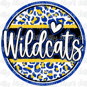 Wildcats Blue and Yellow School Mascot, School Spirit png, Svg PNG Instant Download Print and Cut File Sublimation DTF
