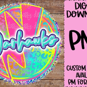 Warhawks School Mascot, Neon Leopard, School Spirit png, Sports png, PNG INSTANT DOWNLOAD Sublimation, Dtf, Print and Cut