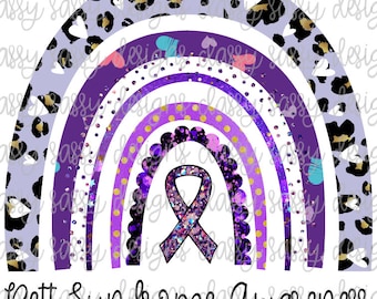 Rett Syndrome Awareness Rainbow Ribbon Gold Leopard SvG PNG INSTANT DOWNLOAD Print and Cut File Silhouette Cricut Sublimation