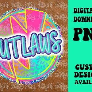 Outlaws School Mascot, School Spirit png, Sports png, png INSTANT DOWNLOAD sublimatie, dtf, afdrukken en knippen