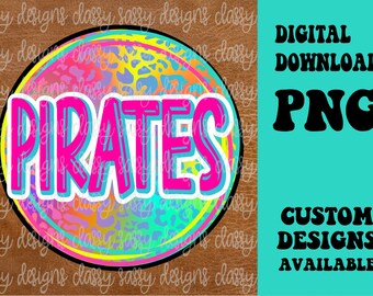 Pirates School Mascot, School Spirit png, Sports png, PNG INSTANT DOWNLOAD Sublimation, Dtf, Print and Cut