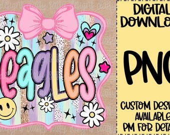 Mascotte della scuola Eagles, Preppy, Civetta, Fiocco, Primo giorno, Spirito scolastico png, Sport png, PNG DOWNLOAD IMMEDIATO Sublimazione, DTF, Stampa e taglio