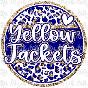 Yellow Jackets Navy and Gold Glitter, School Mascot, School Spirit png, Sports png, PNG INSTANT DOWNLOAD Sublimation, Dtf, Print and Cut