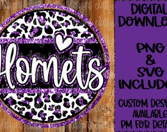 Horzels paarse glitter schoolmascotte, schoolgeest, SVG PNG INSTANT DOWNLOAD print- en snijbestand, dtf, sublimatie