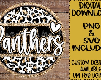 Panthers Gold Glitter School Mascot, School Spirit, Svg PNG INSTANT DOWNLOAD Print and Cut File, Dtf, Sublimation