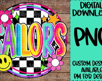 Mascotte della scuola dei marinai, Checker Circle, Spirito scolastico png, Sport png, PNG DOWNLOAD IMMEDIATO Sublimazione, Dtf, Stampa e file di taglio