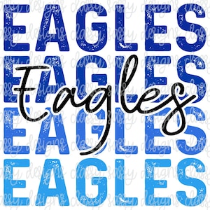 Eagles Blue School Mascot, School Spirit png, Sports png, Svg PNG INSTANT DOWNLOAD Sublimation, Dtf, Print and Cut