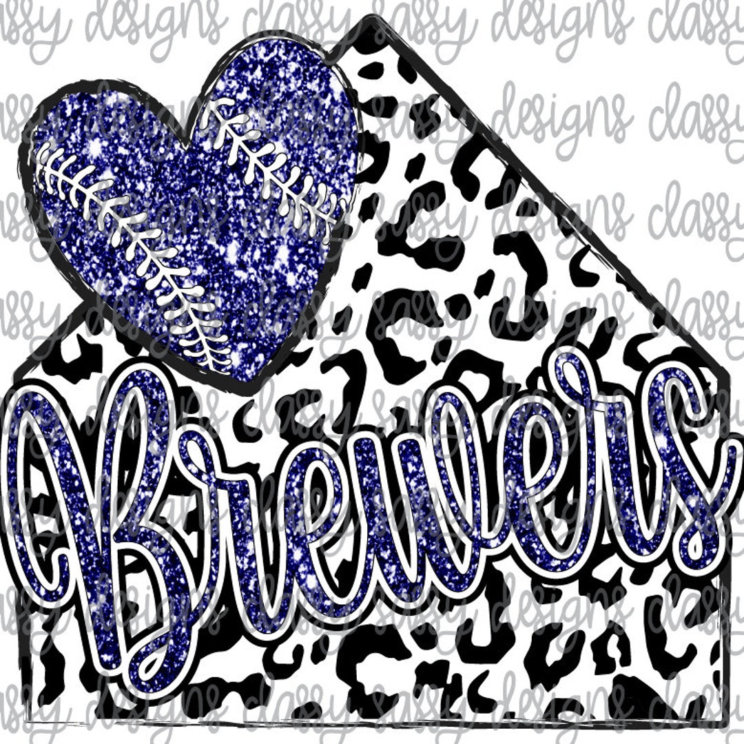 Brewers Navy Glitter Home Plate School Mascot Baseball Etsy