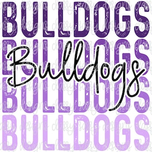 Bulldogs Stacked Purple School Mascot Leopard Cheetah Animal Print Svg PNG INSTANT DOWNLOAD Print and Cut File Silhouette Cricut Sublimation