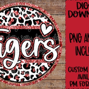 Tigers Red Glitter School Mascot, School Spirit png, Sports png, Svg PNG INSTANT DOWNLOAD Sublimation, Dtf, Print and Cut