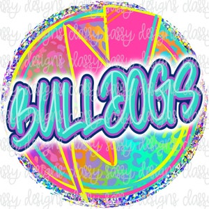 Bulldogs School Mascot, School Spirit png, Neon Leopard Mascot, PNG Instant Download Print and Cut File Silhouette Cricut Sublimation DTF