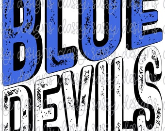 Nombre de la mascota de la escuela Blue Devils Pastel Svg PNG DESCARGA INSTANTE Imprimir y cortar archivo silueta Cricut Sublimación