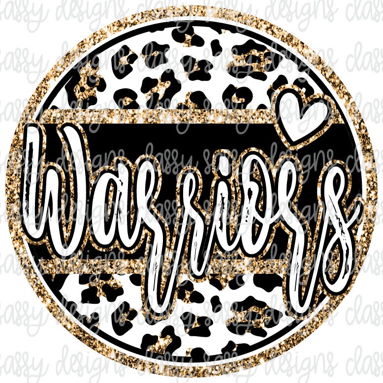 Warriors Gold School Mascot Leopard Cheetah Animal Print Svg 