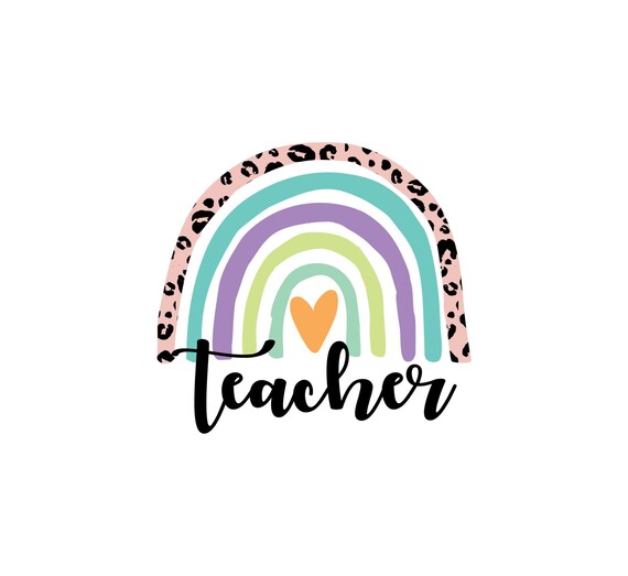 Download Teacher Rainbow Leopard Cheetah Watercolor Svg Png Instant Etsy