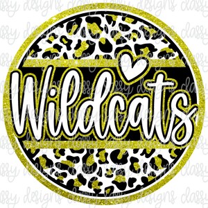 Wildcats Yellow Glitter School Mascot, School Spirit png, Sports png, Svg PNG INSTANT DOWNLOAD Sublimation, Dtf, Print and Cut