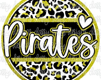 Pirates Yellow Gold Glitter School Mascot, School Spirit png, Sports png, Svg PNG INSTANT DOWNLOAD Sublimation, Dtf, Print and Cut
