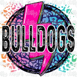 Bulldogs Leopard School Mascot, School Spirit, Team Shirt, Sports, PNG INSTANT DOWNLOAD Print and Cut File Silhouette Cricut Sublimation