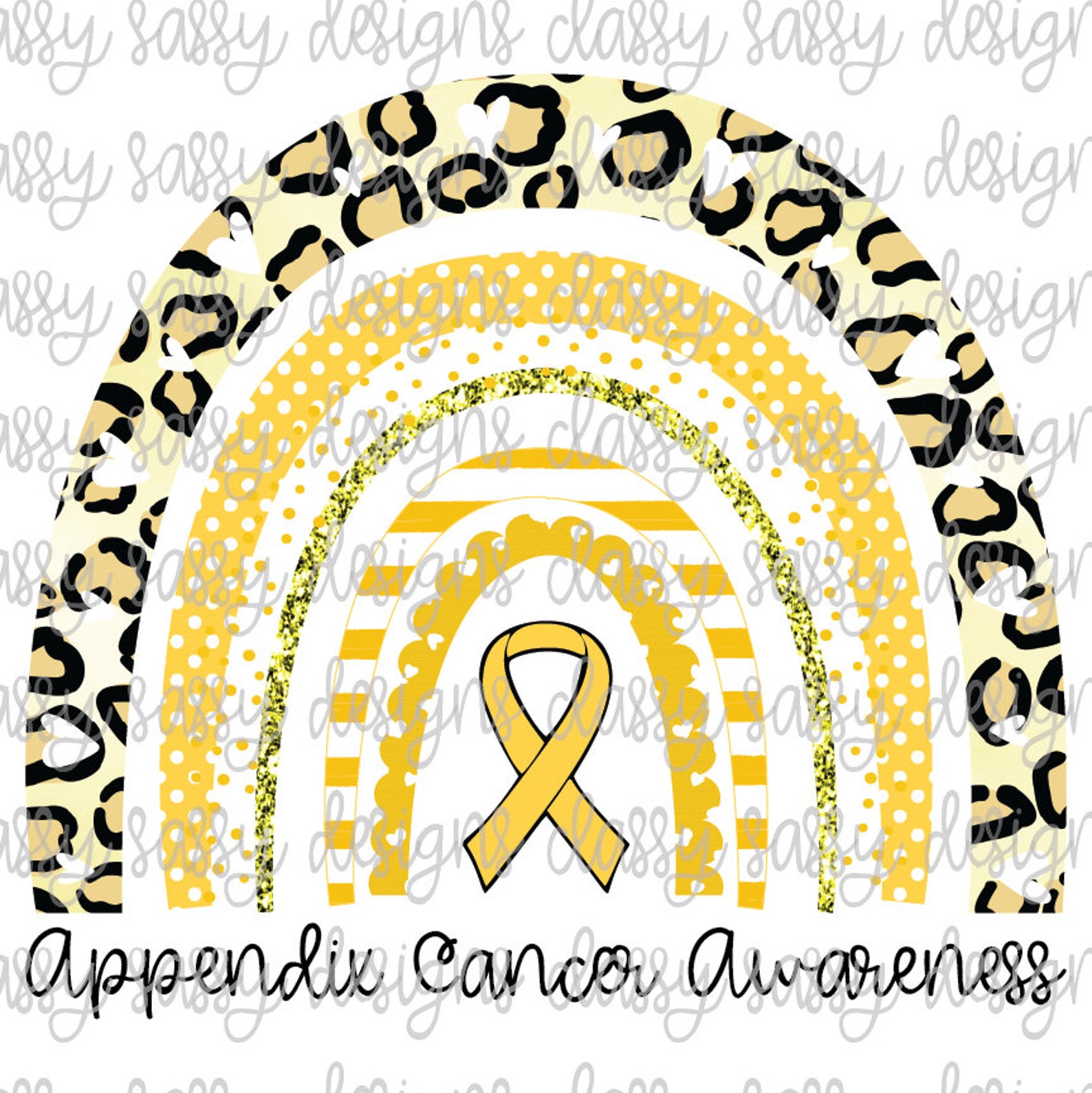 Appendix Cancer Awareness Rainbow Ribbon Yellow Leopard Etsy