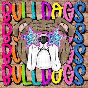 Bulldogs School Mascot, Mascot Stars, Preppy Mascot, School Spirit png, Sports png, PNG INSTANT DOWNLOAD Sublimation, Dtf, Print and Cut