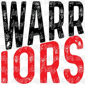 Warriors Red School Mascot Name Pastel Svg PNG INSTANT DOWNLOAD Print and Cut File Silhouette Cricut Sublimation