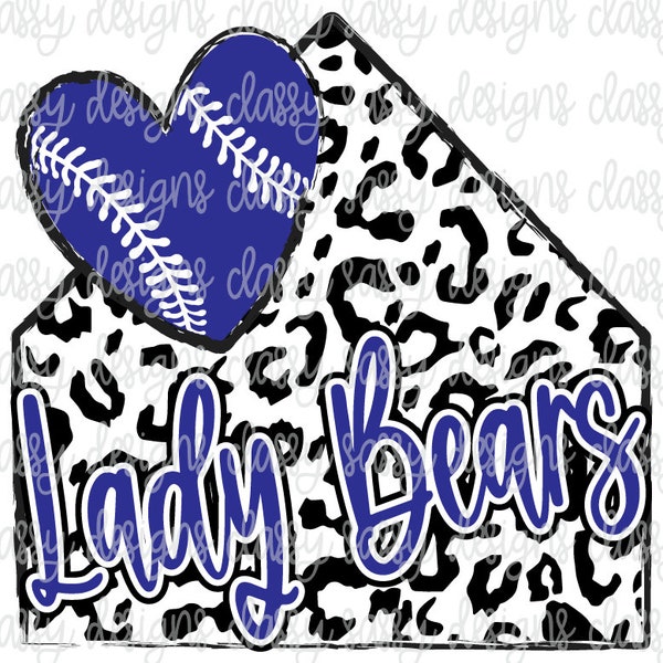 Lady Bears Royal Blue School Mascot, Espíritu Escolar, Béisbol Softbol Svg PNG DESCARGA INSTANTE Imprimir y Cortar Archivo, Sublimación, Dtf
