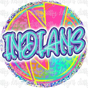 Indians School Mascot, School Spirit png, Neon Leopard Mascot, PNG Instant Download Print and Cut File Silhouette Cricut Sublimation DTF