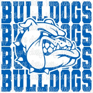 Bulldogs Stacked Royal Blue School Mascot, School Spirit, Team Png, Svg PNG INSTANT DOWNLOAD Cut File Silhouette Cricut Sublimation