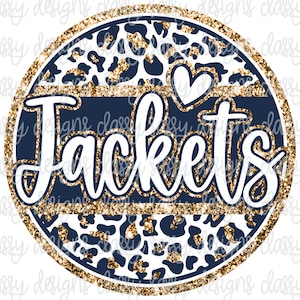 Jackets Navy and Gold Glitter School Mascot, School Spirit png, Sports png, Svg PNG INSTANT DOWNLOAD Sublimation, Dtf, Print and Cut