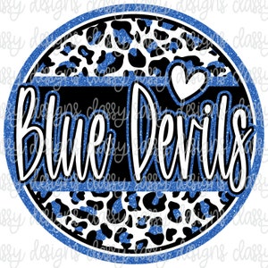 Blue Devils Royal Blue Glitter School Mascot, School Spirit png, Svg PNG Descarga instantánea Impresión y corte Sublimación de archivos DTF