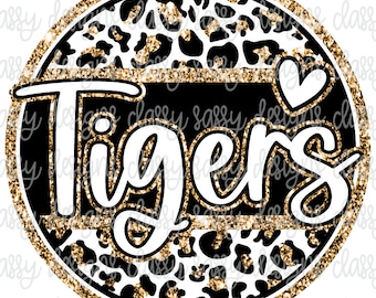 Tigers Gold School Mascot Leopard Cheetah Animal Print Svg PNG INSTANT DOWNLOAD Print and Cut File, dtf, Sublimation