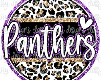 Panthers Purple and Gold Glitter School Mascot, School Spirit png, Sports png, Svg PNG INSTANT DOWNLOAD Sublimation, Dtf, Print and Cut
