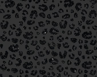 Papel digital con estampado de leopardo negro brillante (descarga instantánea)