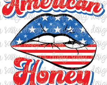 American Honey PNG Patriotic Design Instant Download Patriotic Brushstroke