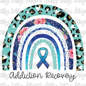 Sucht Recovery Bewusstsein Regenbogen Band blau Leopard Gepard SvG PNG INSTANT DOWNLOAD Druck und geschnitten Datei Silhouette Cricut Sublimation